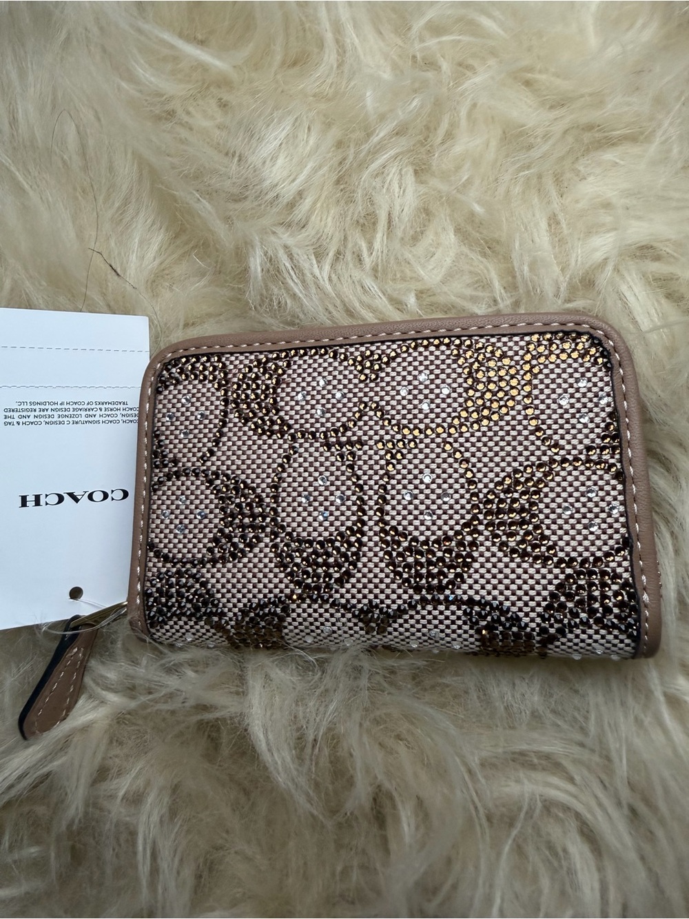 Coach Small Crystal Signature Logo Jacquard Zip Around Card Holder - Picture 7 of 11